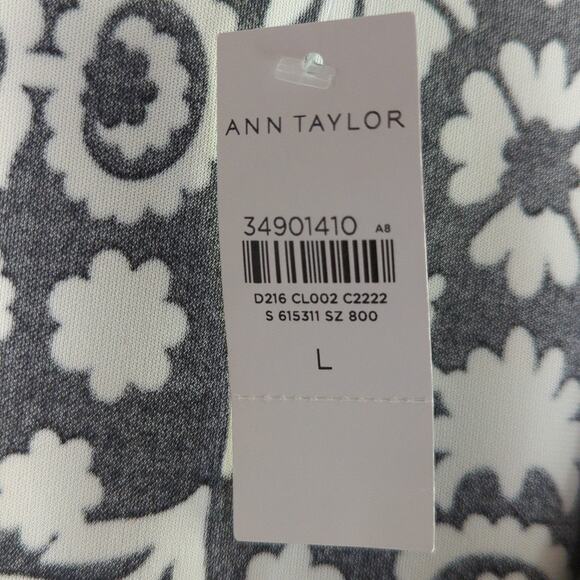 Ann Taylor Wrap Dress Womens L Black White Floral Sleeveless Stretch New - Picture 3 of 9
